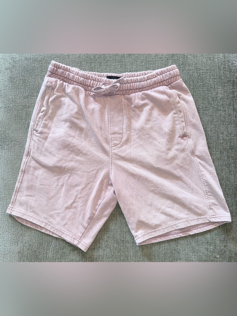 RSQ Mens Small Sweat Shorts Mauve Pink Drawstring Fleece Casual 8” Inseam